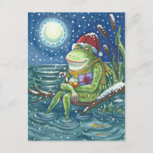 CARTE POSTALE GRENOUILLE SUR RONCEAU RÉCHAUFFE LE CŒUR, DRÔLE, N