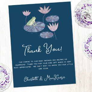 Carte Postale Grenouille sur un Merci de Baby shower Lily Pad