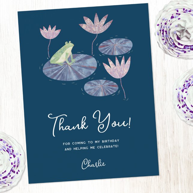 Carte Postale Grenouille sur un Merci Lily Pad (Cute frog themed personalized thank you postcard)