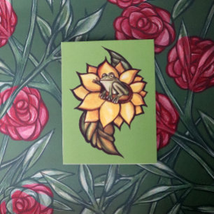 Carte Postale Grenouille Tournesol Fleur Grenouille Fleurie