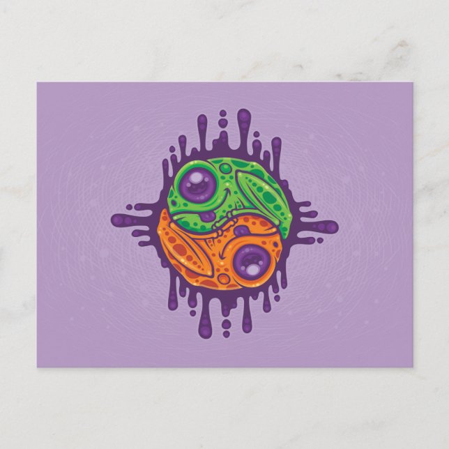 Carte Postale Grenouille Trippy Drippy Yin Yang (Devant)