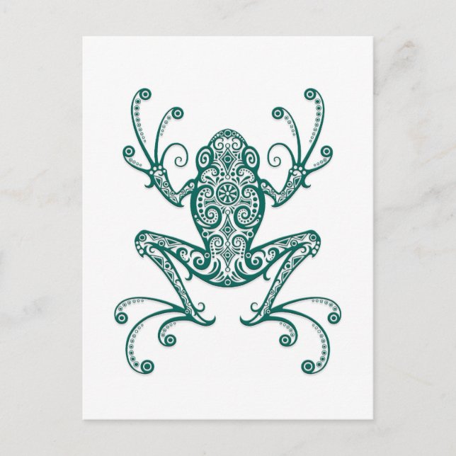 Carte Postale Grenouille Turquoise sur blanc (Devant)