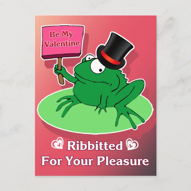 Carte Postale Grenouille Valentine dans le chapeau être mon Vale (Devant)