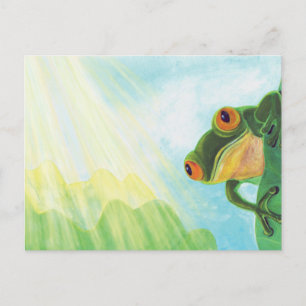 Carte Postale Grenouille verte attrapant les rayons du soleil