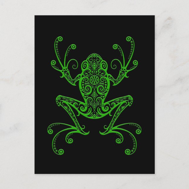 Carte Postale Grenouille verte complexe sur le noir (Devant)