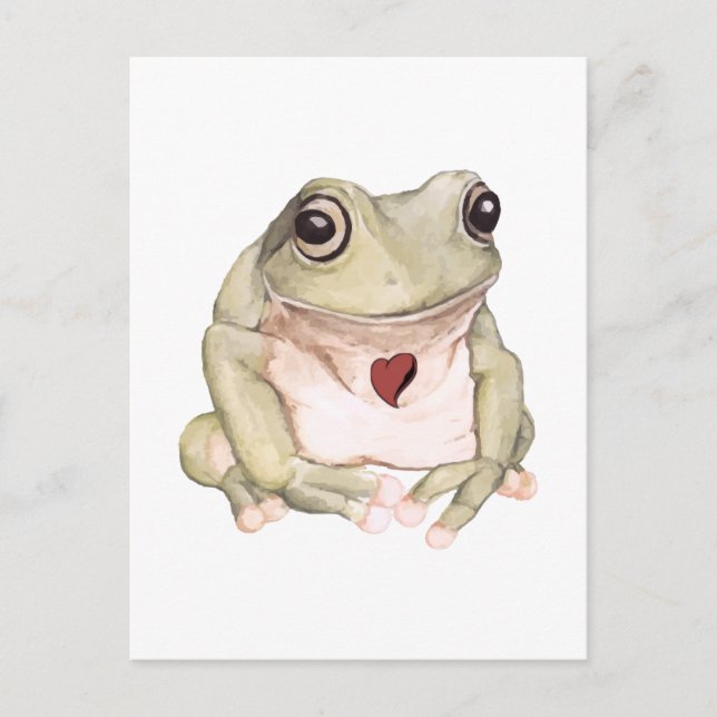 Carte Postale Grenouille verte dessinée à la main (Devant)