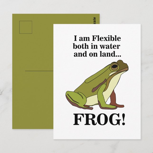 Carte Postale Grenouille Verte Drôle (Devant / Derrière)