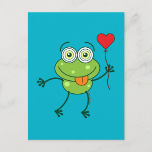 Carte Postale Grenouille verte tombant folle d'amour