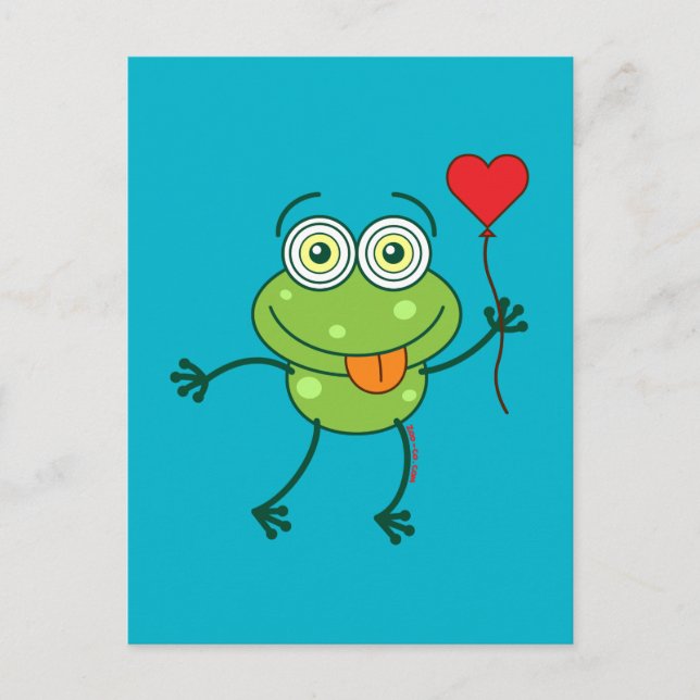 Carte Postale Grenouille verte tombant folle d'amour (Devant)