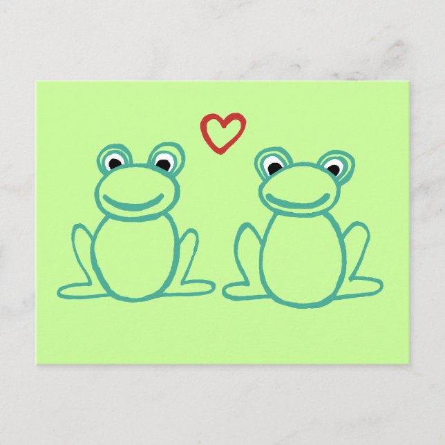 Carte Postale Grenouilles avec coeur (Devant)