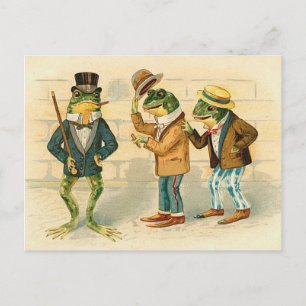 Carte Postale Grenouilles dans la rue - Art Vintage