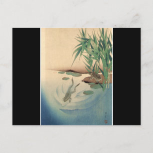 Carte Postale Grenouilles dans un étang, art japonais vers les a