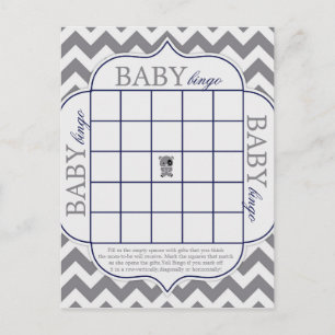 Carte Postale Grey Chevron avec Panda Baby Bingo