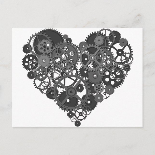Carte Postale Grey Gears Heart (Devant)