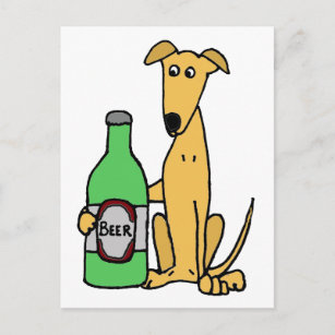 Carte Postale Greyhound avec bouteille de bière
