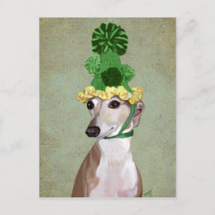 Carte Postale Greyhound en Casquette vert