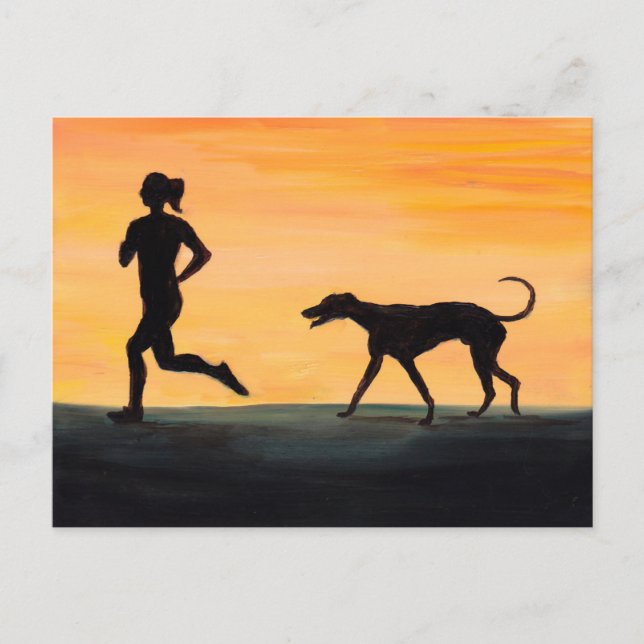 Carte postale Greyhound et Jogger Dog Art (Devant)
