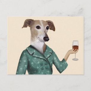 Carte Postale Greyhound Wine Snob