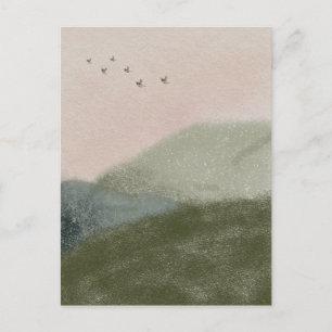 Carte Postale Grief Mourning Loss Flying Birds in Mountains Card