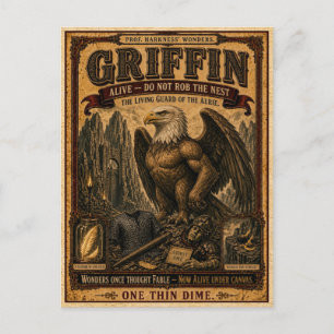 Carte Postale Griffin, Monstre de Cirque Vintage
