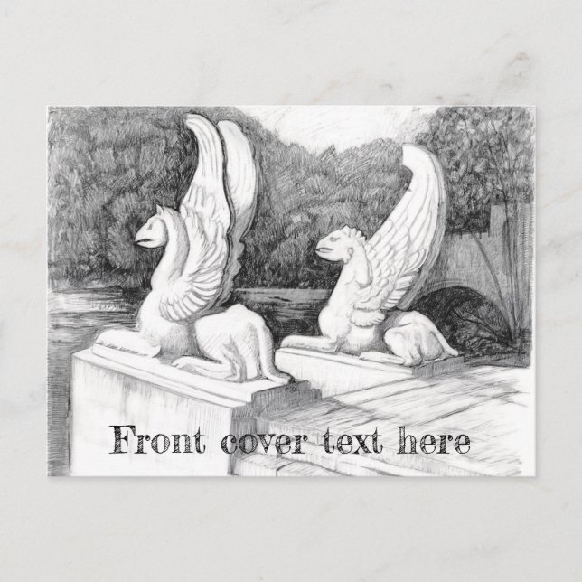 Carte Postale Griffins sculpté crayon monochrome Art (Devant)