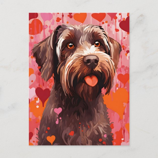 Carte Postale Griffon à poil dur pour la Saint-Valentin (Devant)
