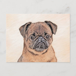 Carte Postale Griffon Bruxellois Poil Lisse Peinture Originale A