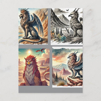 Carte Postale Griffons, Dragons et paysages désolés
