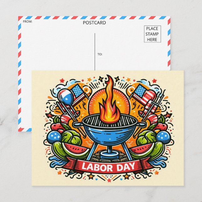 Carte Postale Grill & Thrill Fête du Travail (Devant / Derrière)