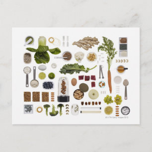 Carte Postale Grille alimentaire saine sur un arrière - plan bla