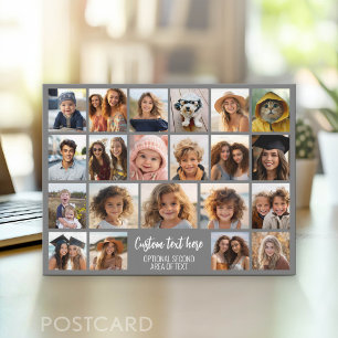 Carte Postale Grille de collage de 21 photos - 2 zones de texte 