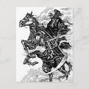 Carte Postale Grim Reaper BW Postcard