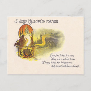 Carte Postale Grim Reaper Pleine lune Owl Witch Cauldron