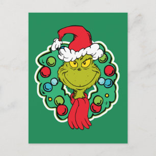 Carte Postale Grinch Couronne de Noël