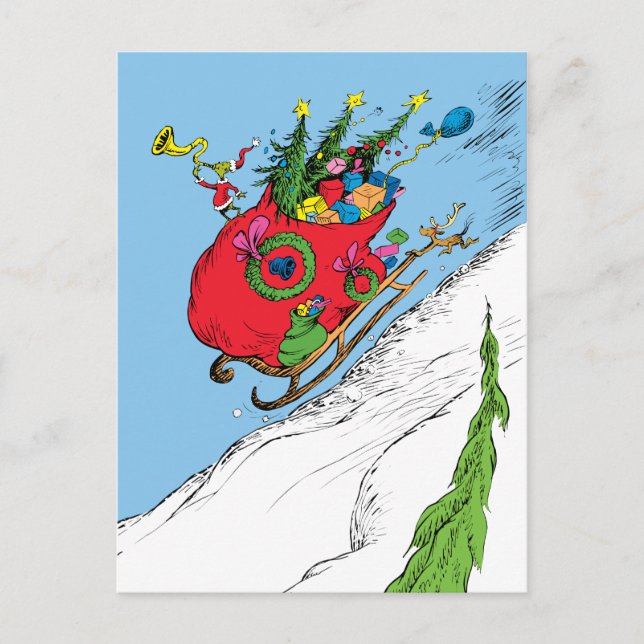Carte Postale Grinch & Max Le Traîneau Fuyard (Devant)