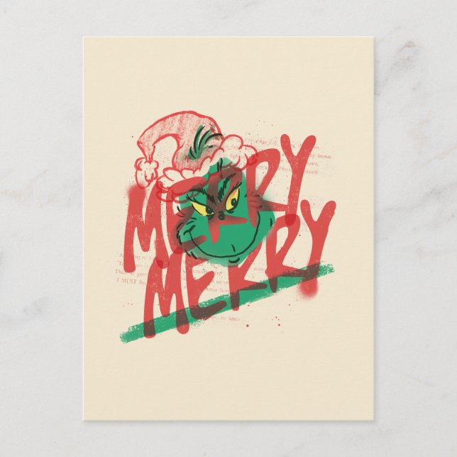 Carte Postale Grinch | Merry Merry Grunge Graphique (Devant)