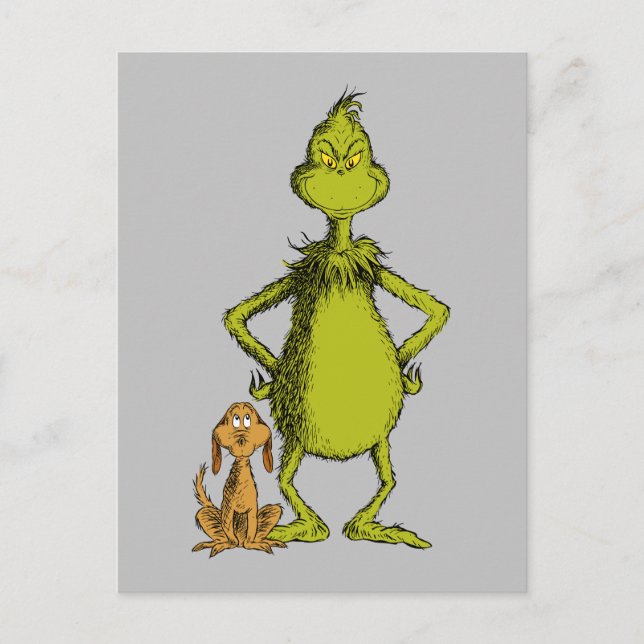 Carte Postale Grinch | posture de Max et Grinch (Devant)