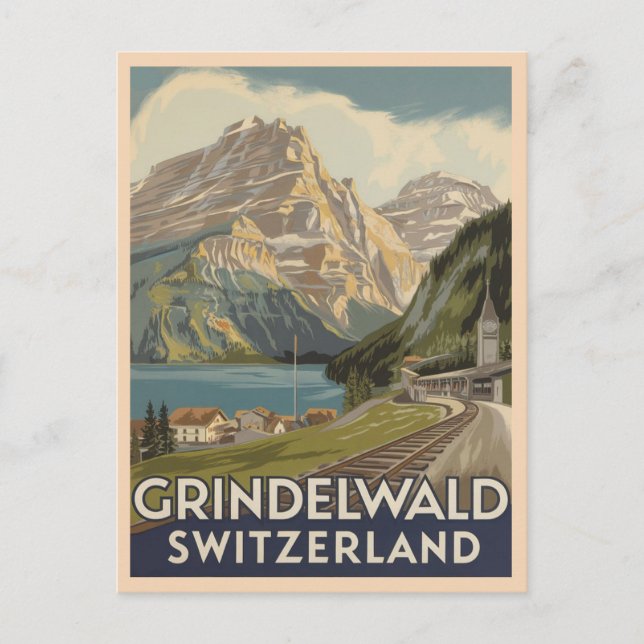 Carte Postale Grindelwald Suisse Alpes Retro (Devant)