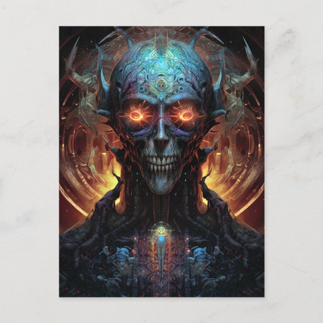 Carte Postale Grinning Evil Alien Homme Sci-Fi Art (Devant)
