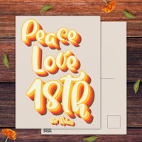 Gris Amour Paix Rétro Groovy 18ème Joyeux Annivers