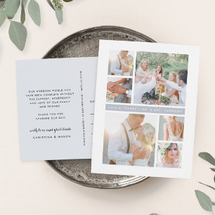 Carte Postale Gris de brouillard Mariage Photo Collage Merci