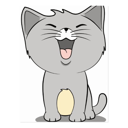 Carte Postale Gris De Chaton De Kawaii Zazzle Fr