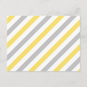 Carte Postale Gris et Jaune Diagonal Stripes Motif