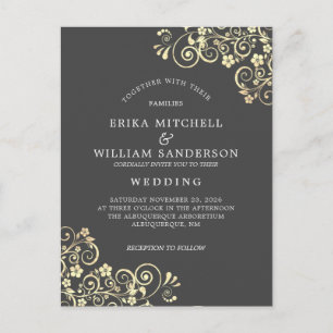 Carte Postale Gris Gold Faire-part de mariage RSVP l Site Web