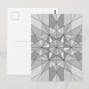 Carte Postale Gris noir blanc Motif mosaïque Triangle rétro