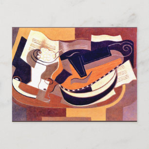 Carte Postale Gris - Plat de guitare et fruits