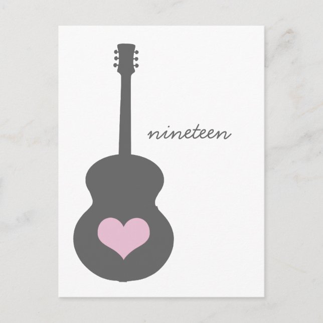 Carte Postale Gris/Rose Guitare Heart Table (Devant)