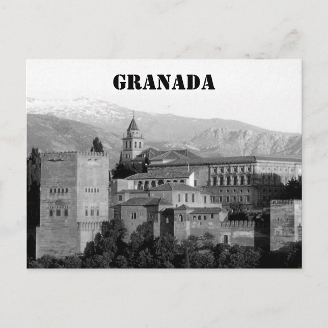 Carte Postale grise de grenade alhambra (Devant)