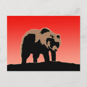 Carte Postale Grizzly Bear au coucher du soleil - Art original d