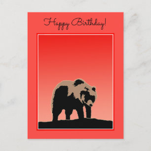 Carte Postale Grizzly Bear au coucher du soleil - Art original d